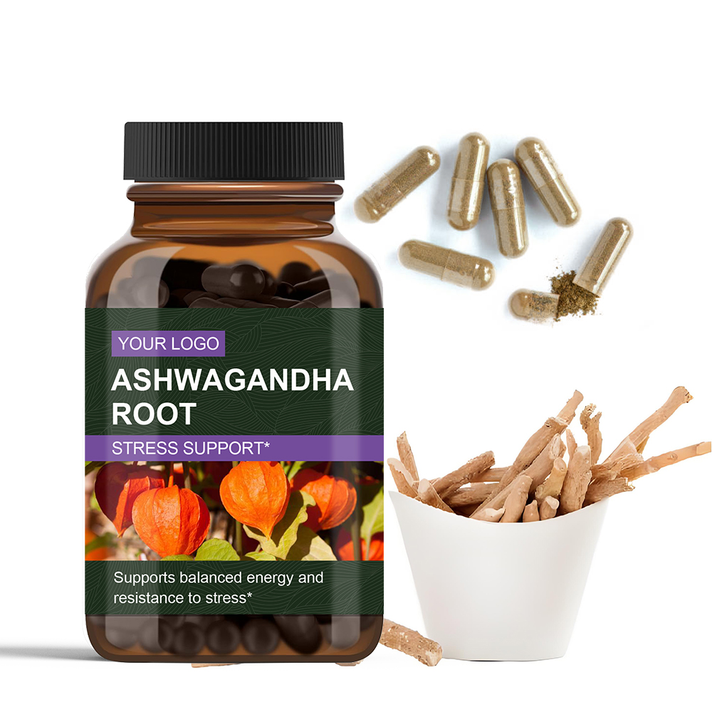 OEM Herbal Supplements: Ashwagandha Ayurvedic Extract Powder 1%-10% &amp; Ashwagandha Root Extract Capsules 500mg - 60 Caps/Bottle