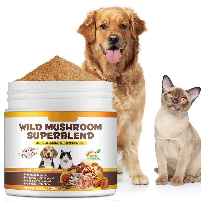 OEM/ODM Dog Immune Support Cell Protection Organic Mushroom Powder Supplement 11 Premium Wild Mushrooms Extract Blend Heart