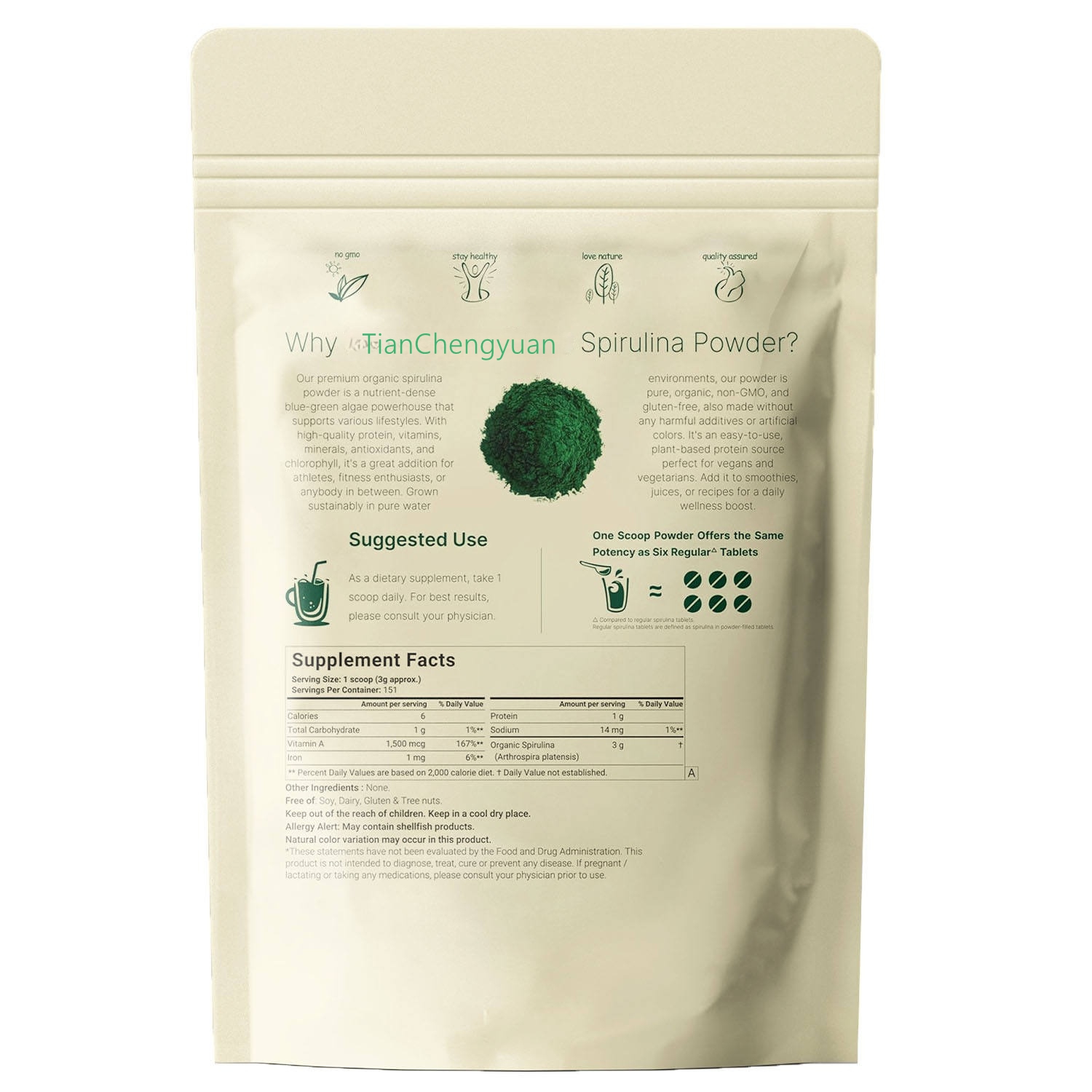 Organic Spirulina Powder Herbal Extract Blue Spirulina Organic Rich in Vegan Protein for Antidoxidant and Immune Support
