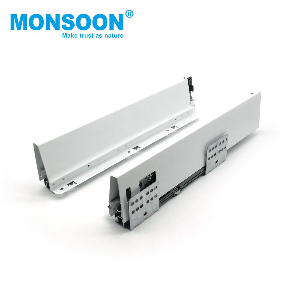 Furniture Fittings Heavy Duty Double Wall Slide Slim Box Soft Closing blue Zinc Plated Metal Box Ultrabox Drawer System