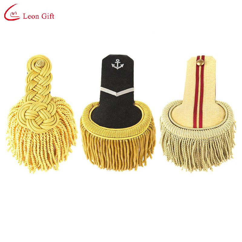 Factory Custom Logo Silk Material Honors Embroidered Uniform Shoulder Rank