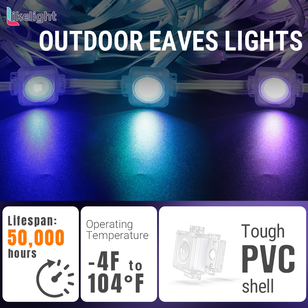 Premium Quality Permanent Outdoor Eave Lights System for Residential Architectural RGB Lighting DC24V/36V WS2811 App Control