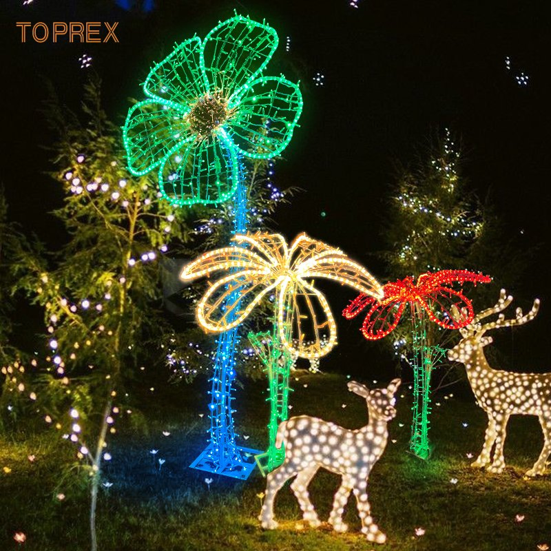 Toprex Commercial Center Christmas Decorations Extra-Large Flower Outdoor Garden LED Light Displays Lighting