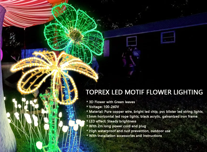 Commercial Center Christmas Decorations Extra-Large Flower Outdoor Garden LED Light Displays Lighting