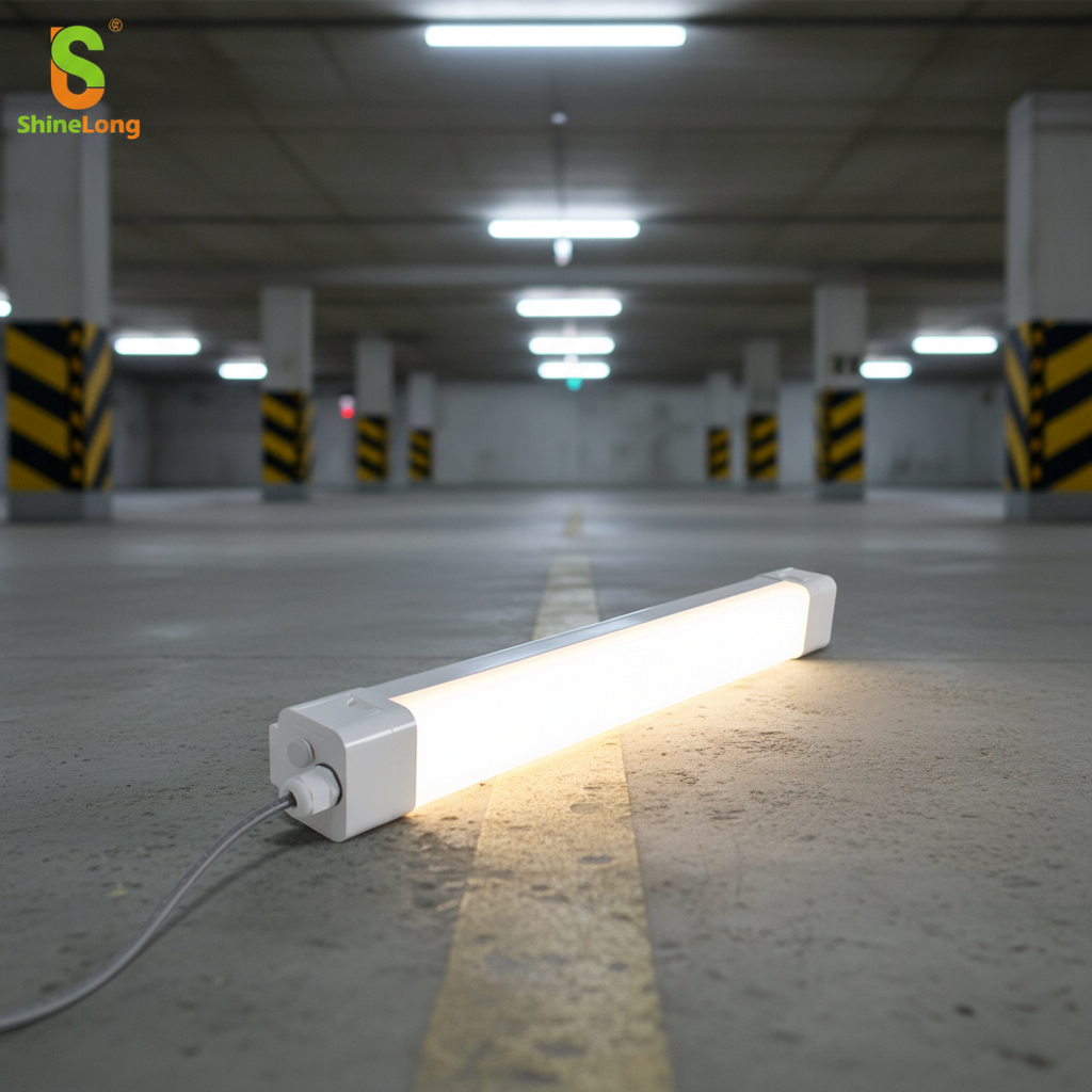 Outdoor Office LED Vapor Tight IP65 Waterproof Linear Batten Light 4FT 5FT Triproof Light Fixture with 5-Year Warranty Dimmable