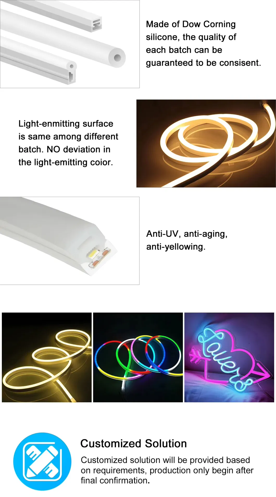 Flexible RGB LED Neon Strip Lighting with 12 Colors for Decorative Ambiance