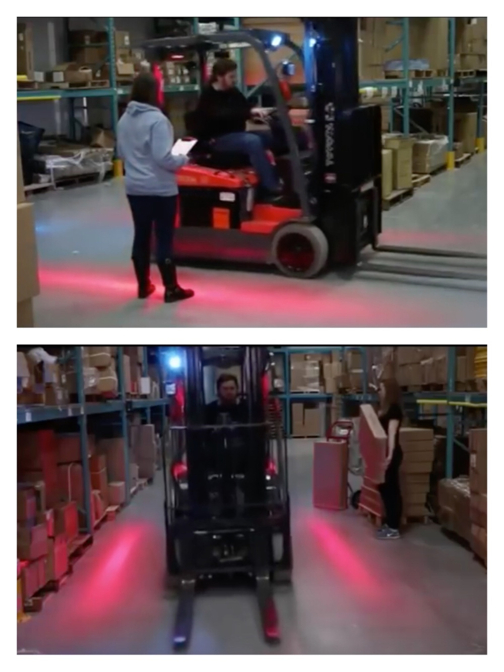 Industrial Vehicles 10-80VDC Aluminum Bracket Truck Safety Lights Forklift Led Red Blue Line Zone Area Warning Light