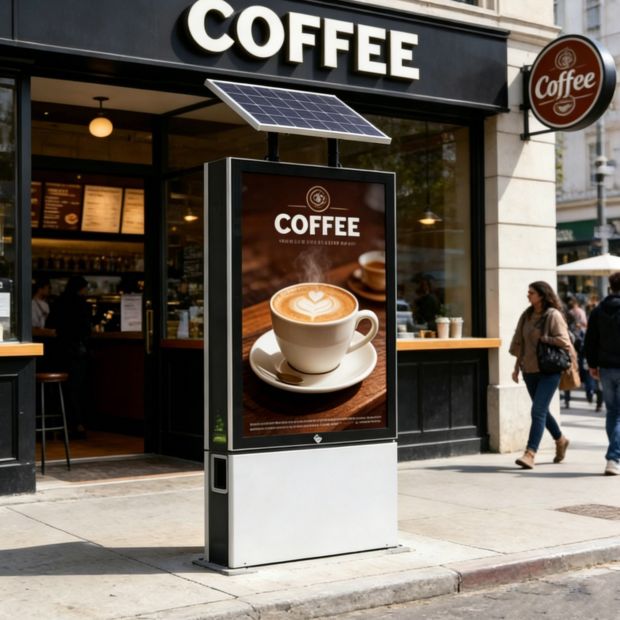 Factories Custom Outdoor Advertising Solar LED Scrolling Light Box Waterproof Vertical Lighting Use For Coffee Shop Park Block