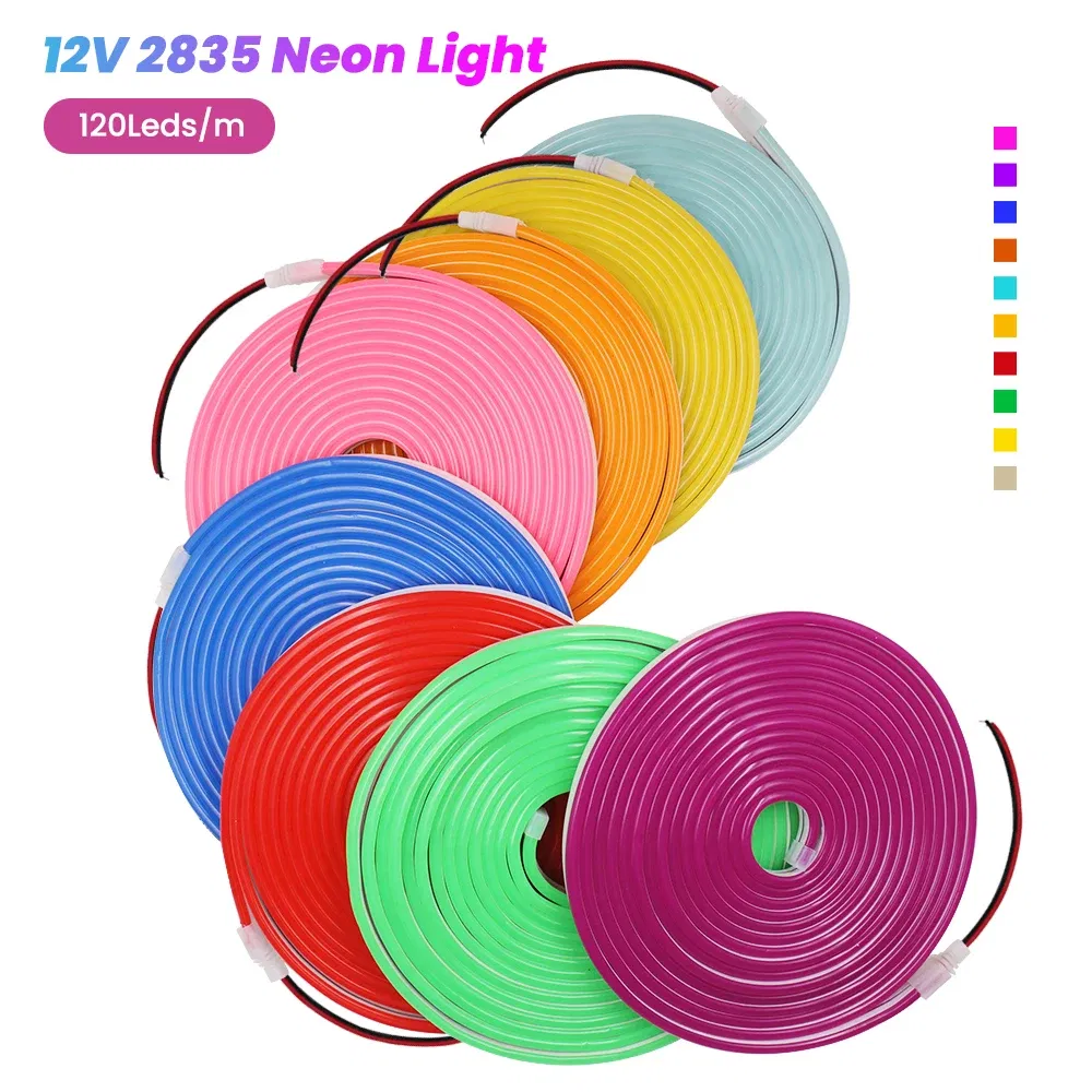 Flexible RGB LED Neon Strip Lighting with 12 Colors for Decorative Ambiance
