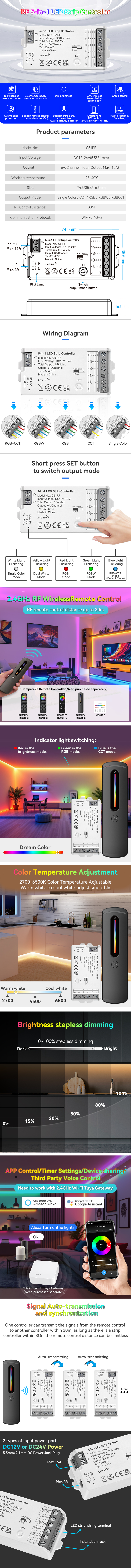 Multi-functional 5-in-1 Smart Controller APP Remote Timing Group Control Home Lighting Intelligent Module