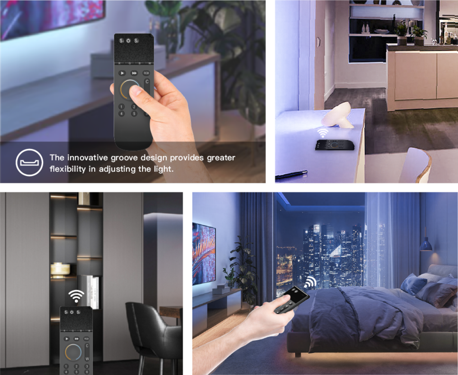 2.4G Wireless Touch Wheel 18-Key Remote NFC Dual-Color Dimmer LED Neon Strip Lighting Control Smart Home System WiFi/Zigbee