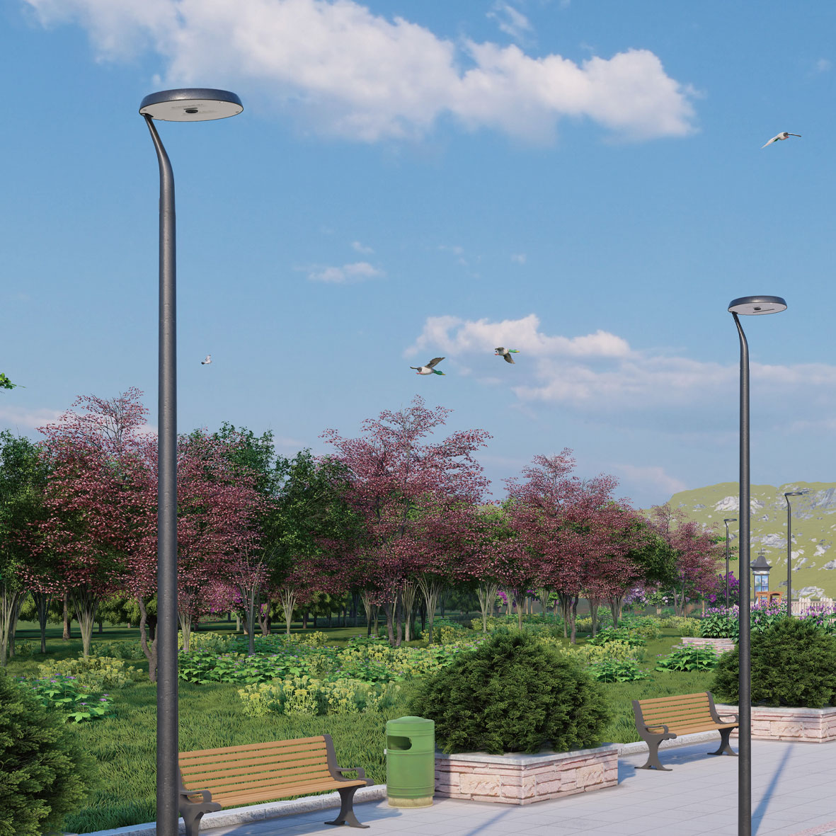 NEW Design Smart Solar LED IP66 Rated Aluminum Alloy Garden &amp; Road Outdoor Lighting with Remote Control 5-Year Warranty Dimmable