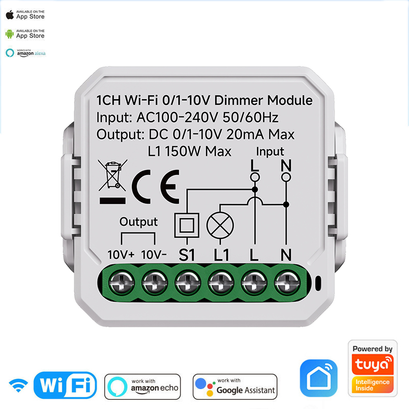 0/1-10V Tuya Smart WiFi Zigbee LED Dimmer Controller Voice Control 150W Max Load Push Dimmer Smart Life APP Control 100-240V