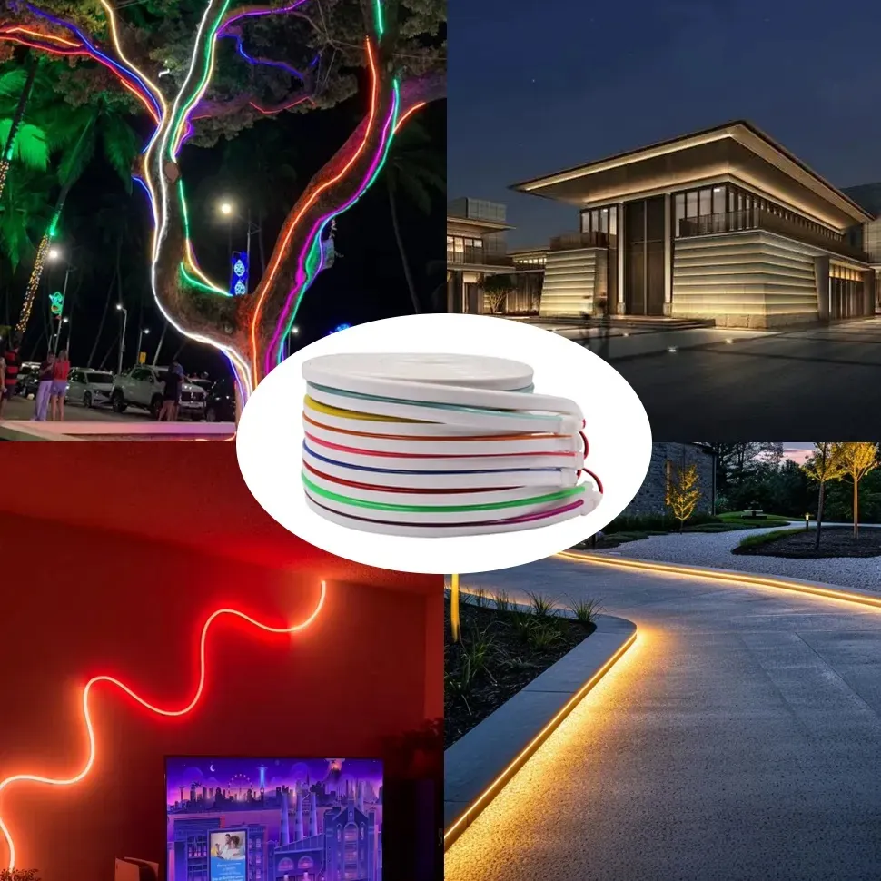 Flexible RGB LED Neon Strip Lighting with 12 Colors for Decorative Ambiance