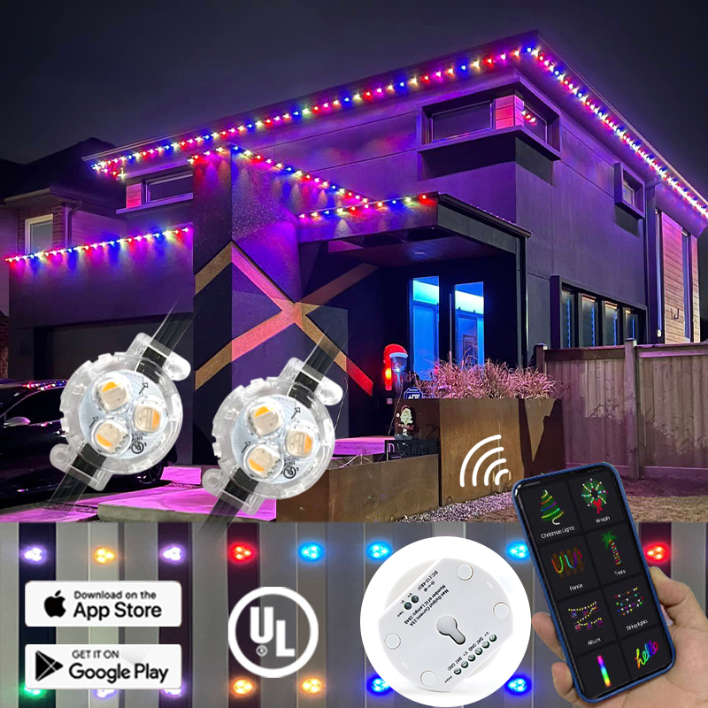 IPX Pixel Outdoor LED PVC Point Light Controller App Addressable Smart Christmas Lights Garden Permanent Use IP67 Rated