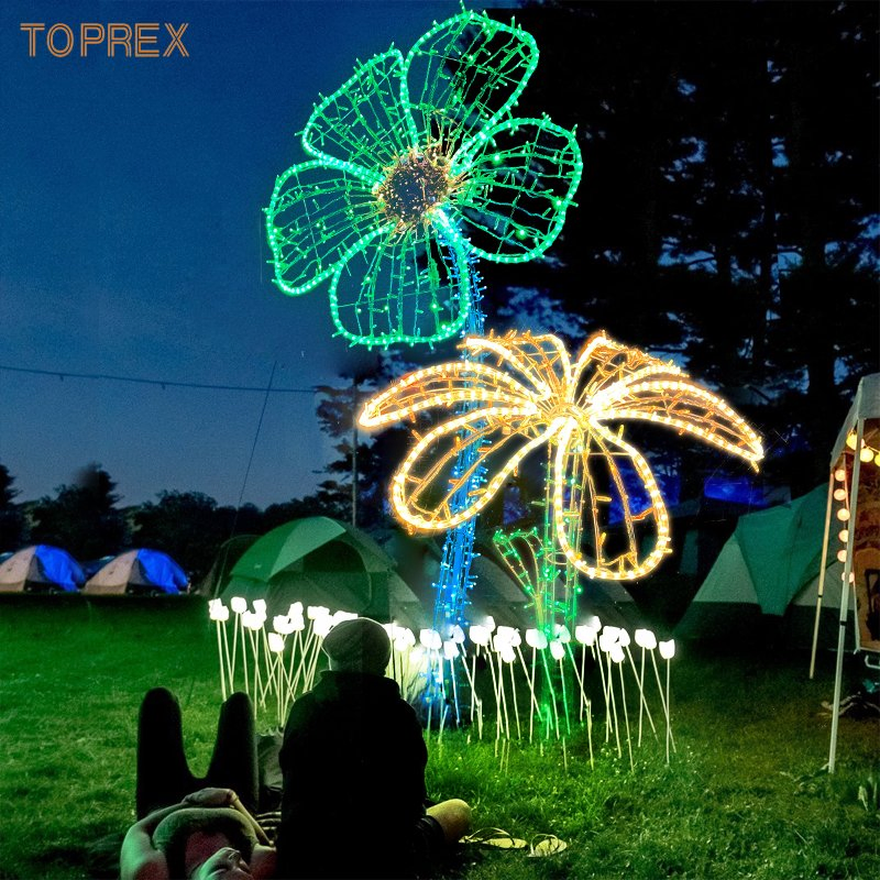Toprex Commercial Center Christmas Decorations Extra-Large Flower Outdoor Garden LED Light Displays Lighting