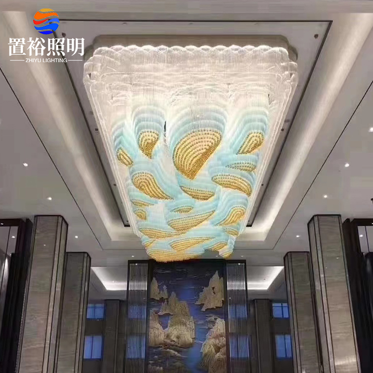 Premium Product Custom-made Project Large Crystal LED Ceiling Light Upscale Restaurant Commercial Center Ceiling Lamps