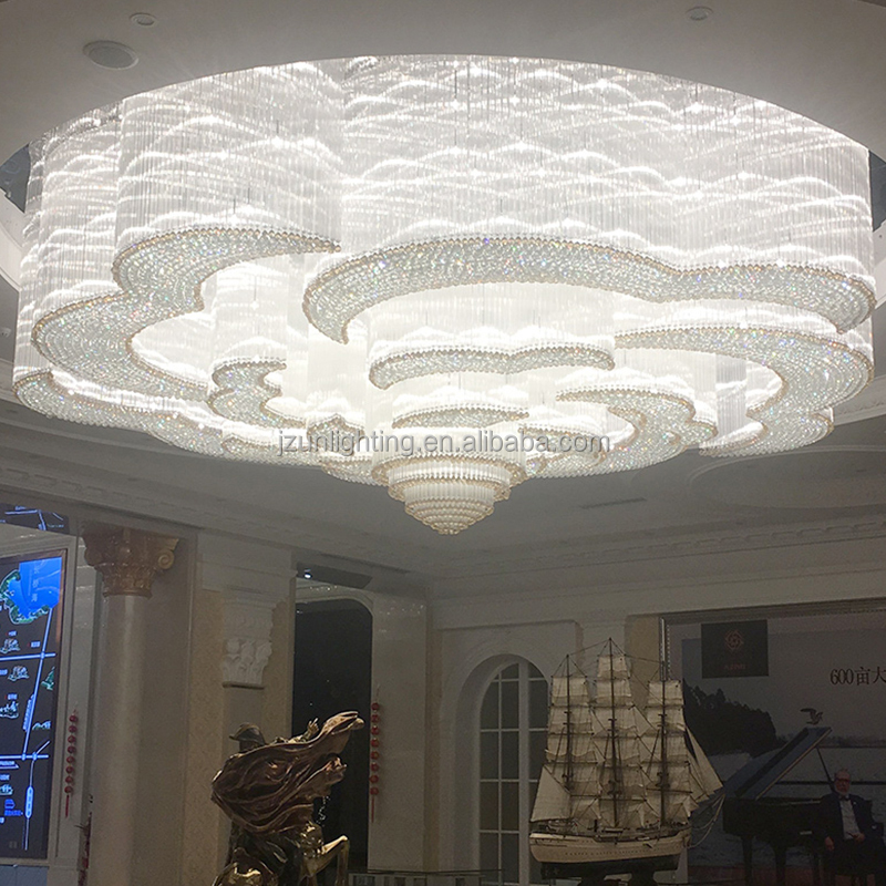 Custom Project Crystal Chandelier Energy Saving Remote Control Hotels Lobby Conference Hall Club Reception Villa Lighting
