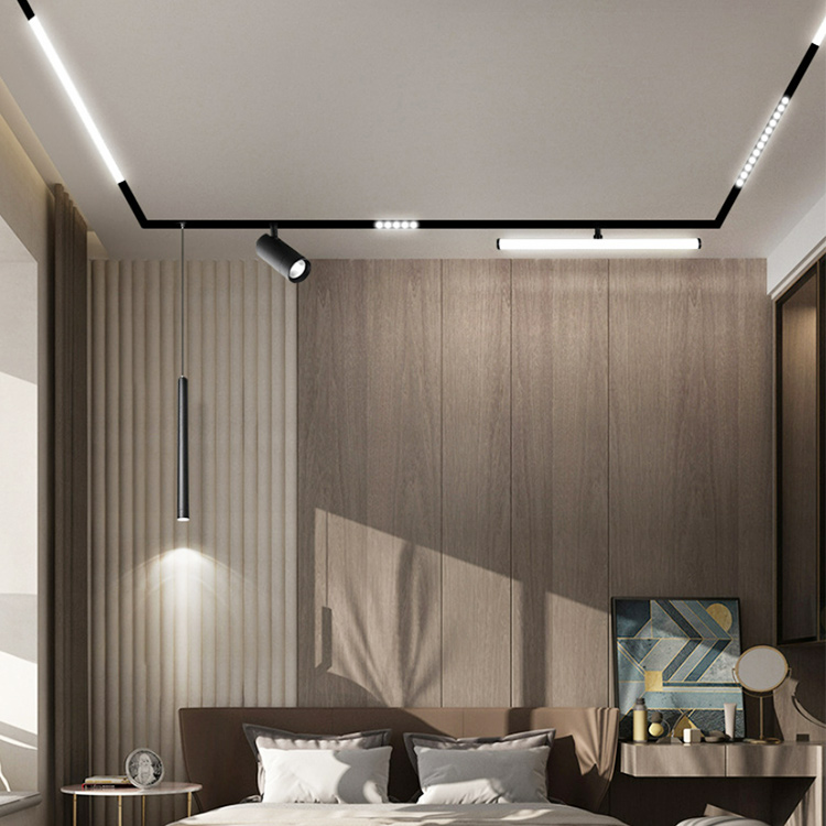 Contemporary Indoor Project Lamp Store Hotel Office Aluminum 48V DC Magnetic Track Light Linear Lighting System