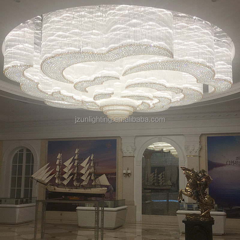 Custom Project Crystal Chandelier Energy Saving Remote Control Hotels Lobby Conference Hall Club Reception Villa Lighting