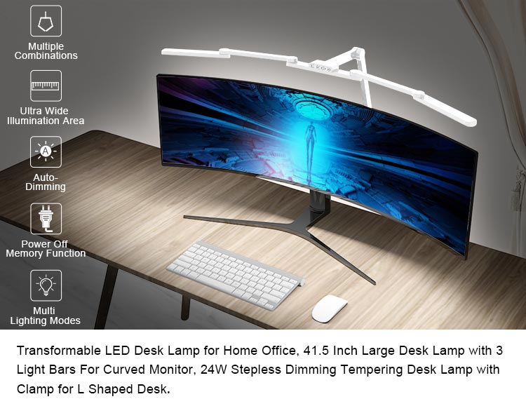 Luxury Office Home Hotel Reading Room Design Monitor Desktop Screen Swing Arm Metal Led Desk Lamp Table Light