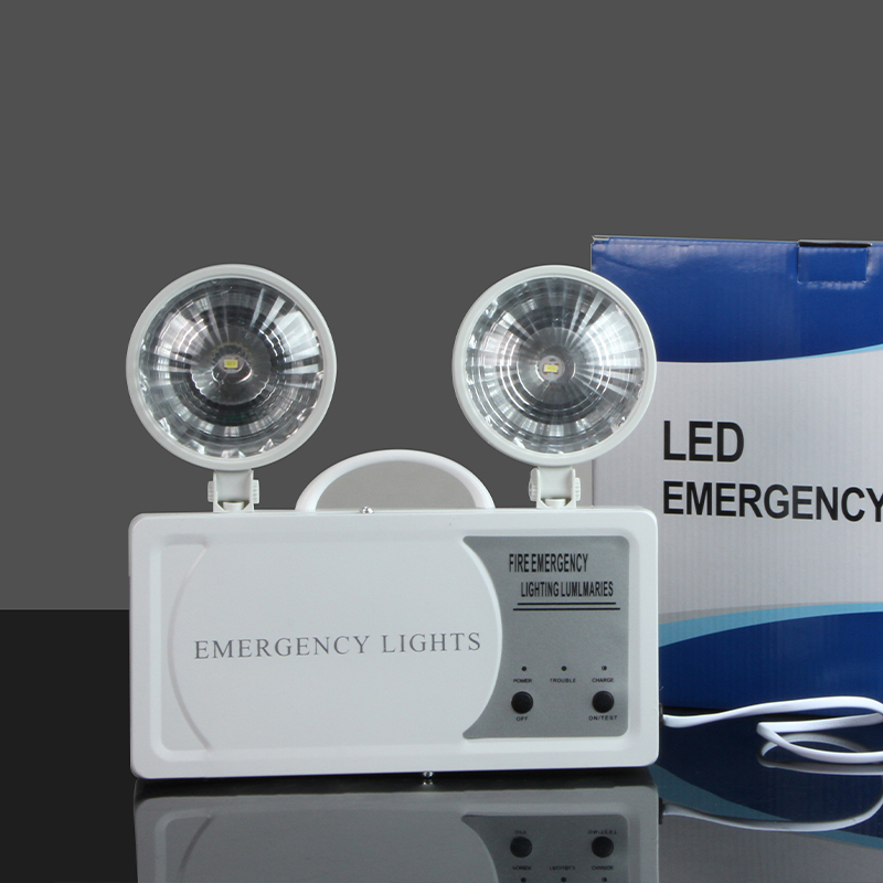 Wall Mounted Automatic Twin Head Exit Light Fixture Two Lamp Fire Battery Backup Rechargeable Led Emergency Light for Hotel