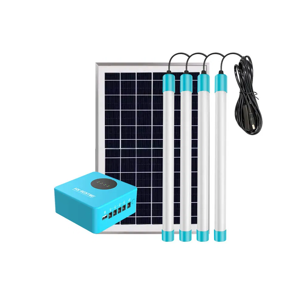 Bestwe Energy Efficient Solar Outdoor Indoor 4 LED Lamp Lighting Power System