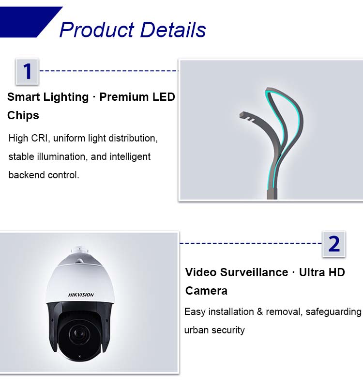 Integrated Iot Smart City Lighting Street Light Pole Smart Street Lighting System with CCTV Camera 4g Charging Station