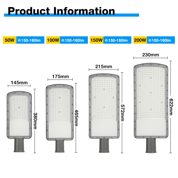 Parking Lot Lighting Outdoor Waterproof Ip65 StreetLight Road Light 50w 100w 150w 200w Led Street Light