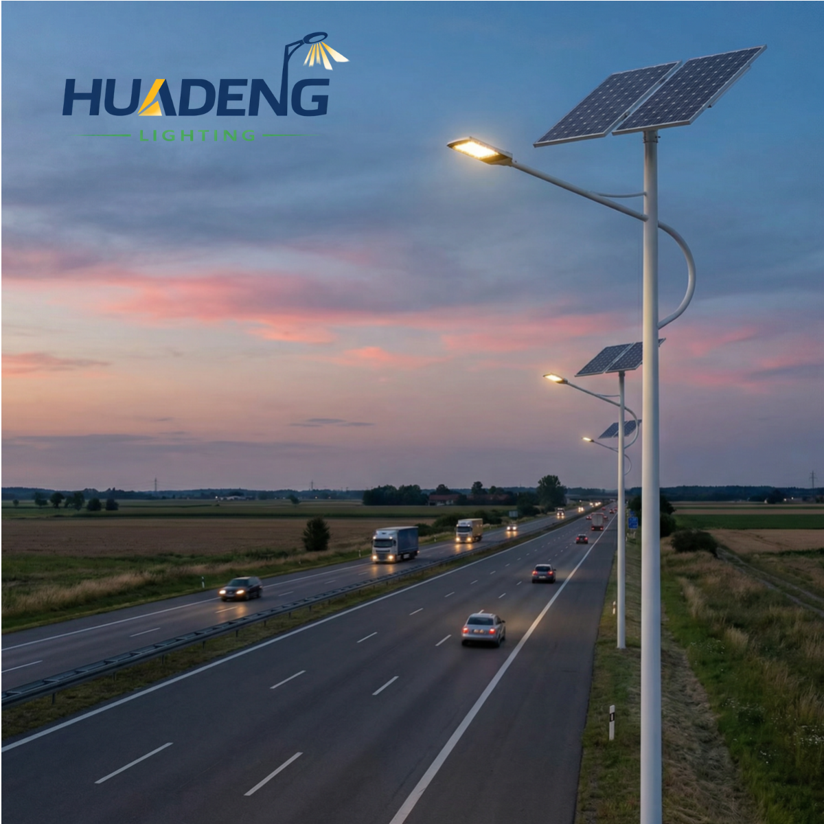 HUADENG Good Price Commercial Solar Street Light Round Panel LED IP65 Made in China