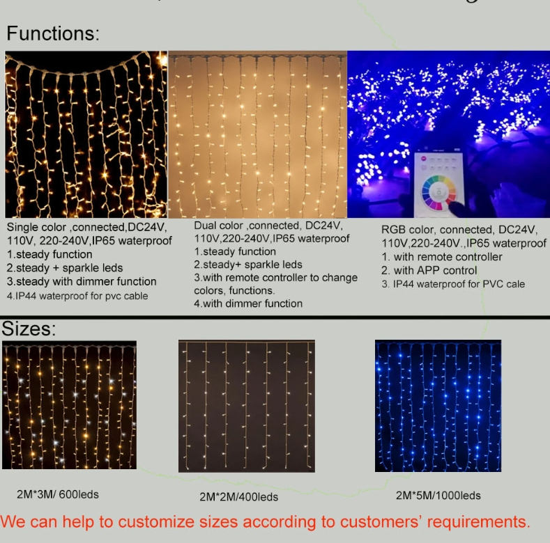 2m*3m Wedding Decorative Christmas LED Curtain Lighting