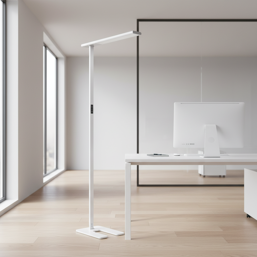 Long Arm LED Floor Lamp Eye Protection USB Port and Touch Control Design Learning Lamp for Students Reading or Studying