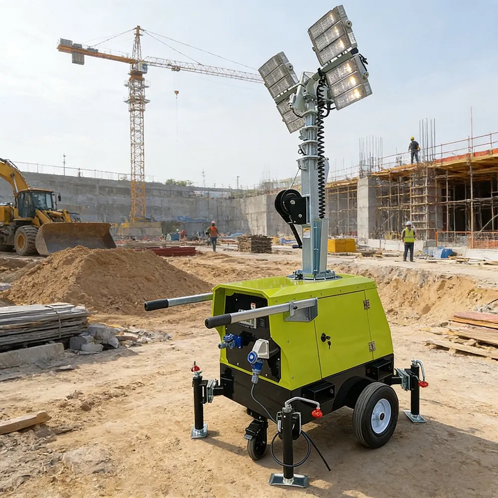 Plug-in Mobile Lighting Tower for Mining Site and Industrial Facility Night Operations