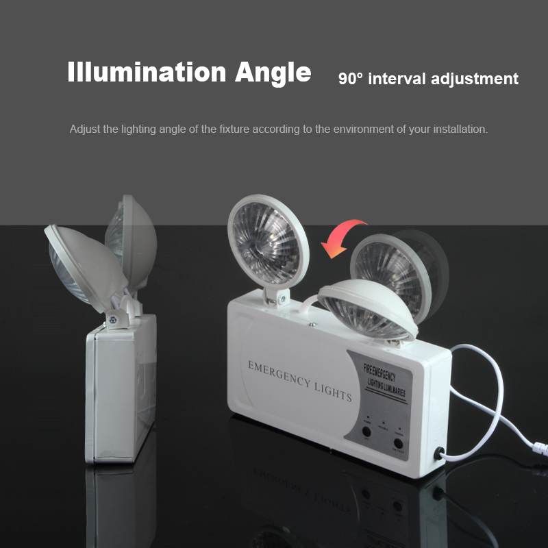 Wall Mounted Automatic Twin Head Exit Light Fixture Two Lamp Fire Battery Backup Rechargeable Led Emergency Light for Hotel