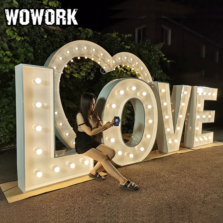 Metal RGB Led 3ft 4ft 5ft 120cm Giant Large Light Up Big Neon Marquee Letter Number Stackable For Wedding Party Event Decoration