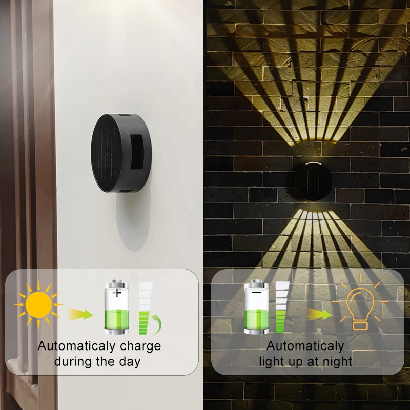 Modern Outdoor Waterproof Wall Lights Up Down Solar Power Led Fence Wall Mount Lights