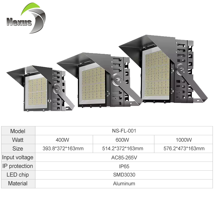 Outdoor Waterproof Ip65 Tennis Court Sports Lighting Aluminum 400w 600w1000w Led Stadium High Mast Flood Light