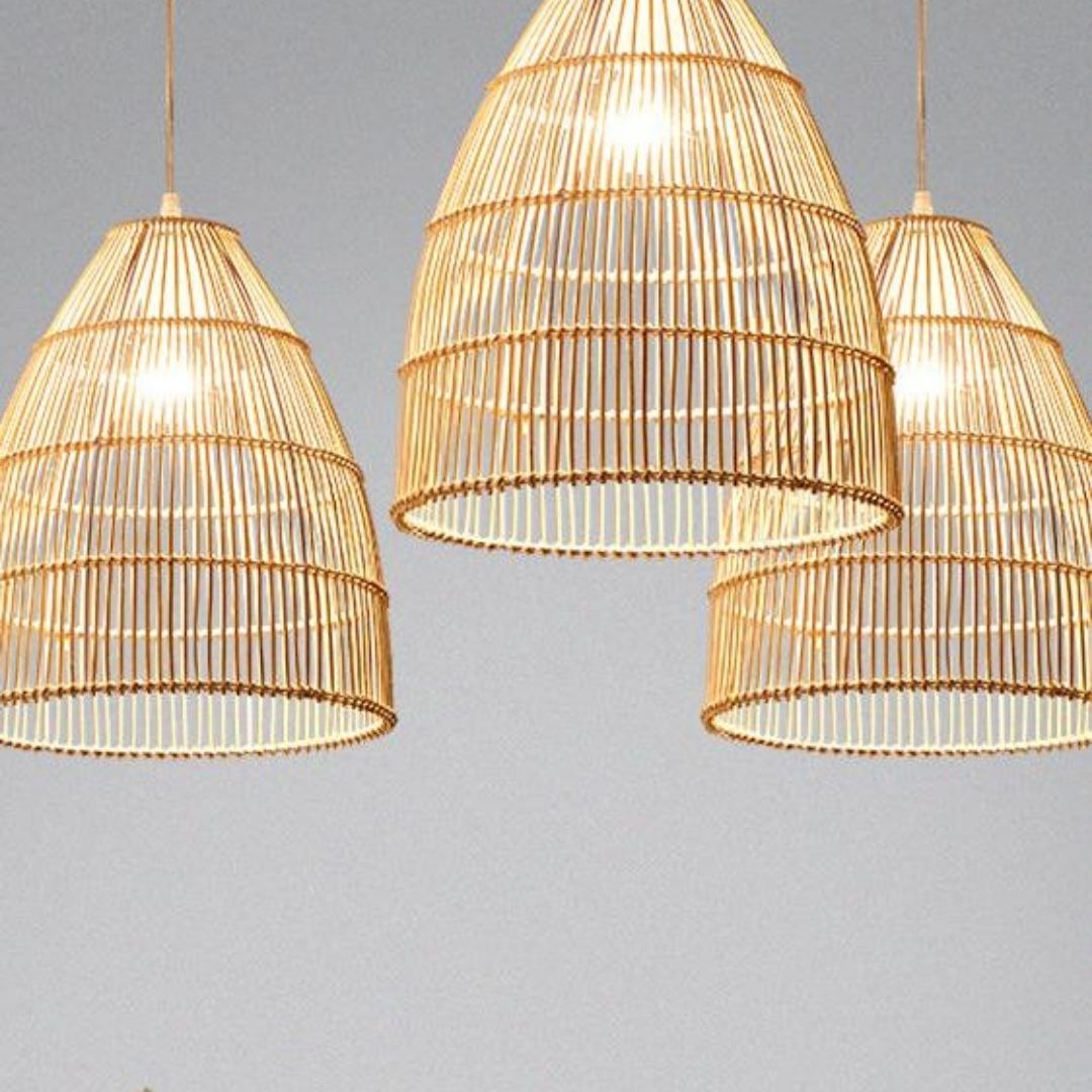 Rattan Ceiling Light Suitable for Hospitality and Commercial Spaces with Durable Structure and Warm Ambient Lighting