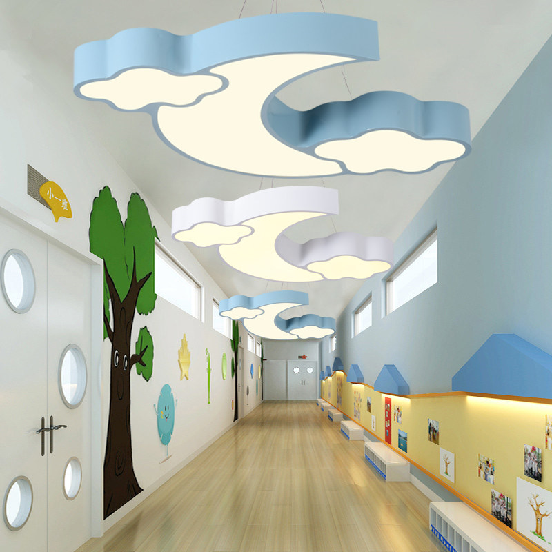 LED Creative Moon Cloud Chandelier Kindergarten Cartoon Lamp Early Education Children's Playground Training Institution Shape