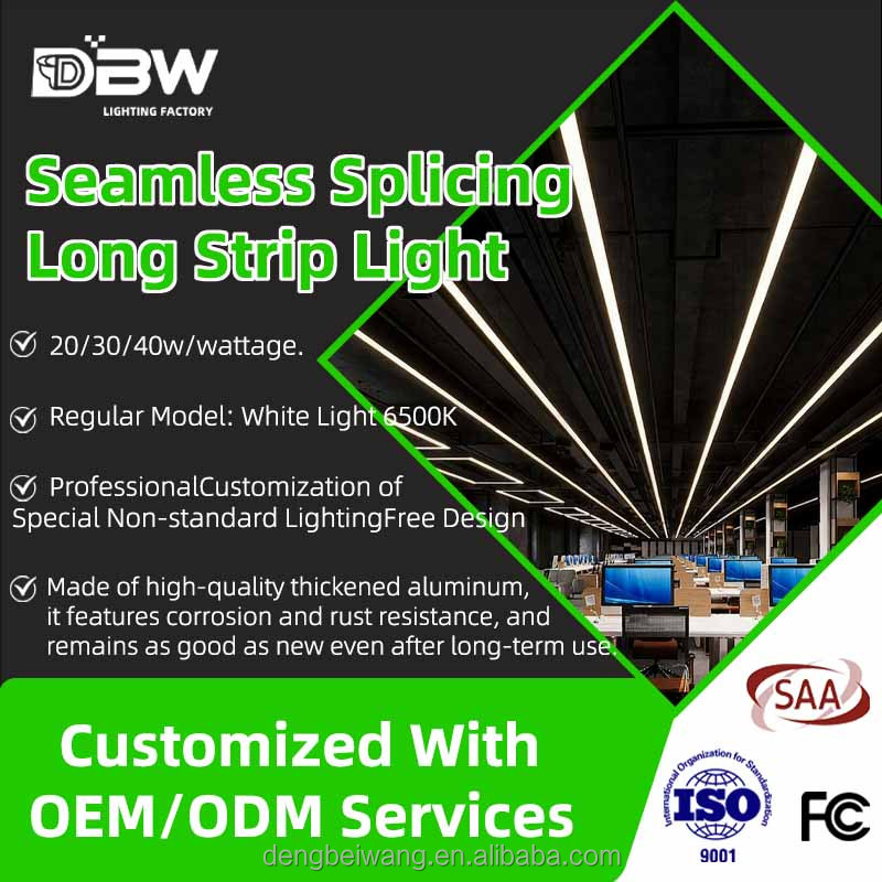 Customized Aluminum Design Gym Ceiling Light Linear Pendant Hanging Chandelier LED Lights Black Ra90 Supermarket Office Hotel