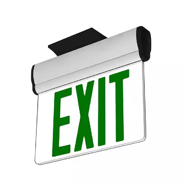 Aluminum Fire Emergency Exit Sign Light With LED Ni-Cd Battery IP20 White Light 2-Hour Backup Edge Lit Exit Sign
