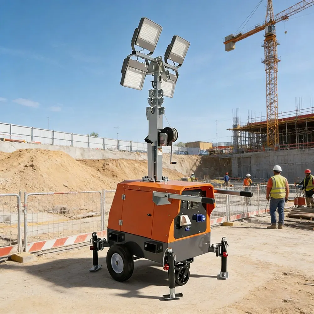 Plug-in Mobile Lighting Tower for Mining Site and Industrial Facility Night Operations