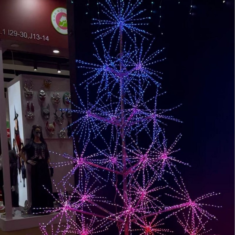 Outdoor LED Christmas Decoration 12V RGB Fireworks Tree Motif Landscape Lighting for Street