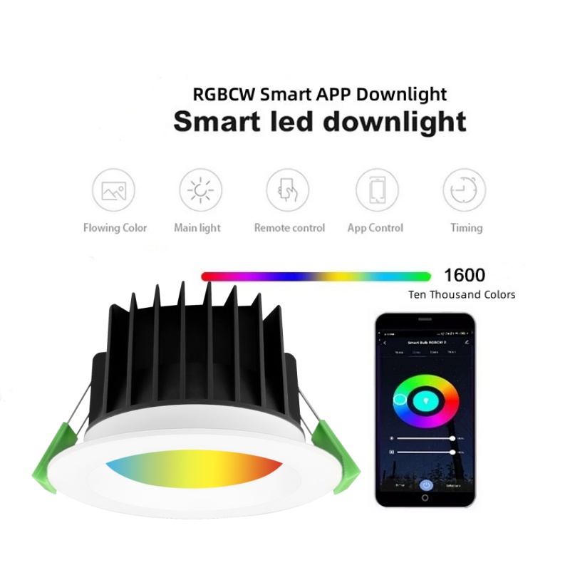 TUYA Recessed 10W Dimmable RGBW TUYA Wifi ZigBee Control Smart LED Downlight Hotel Restaurant Modern Ceiling Lighting Solutions
