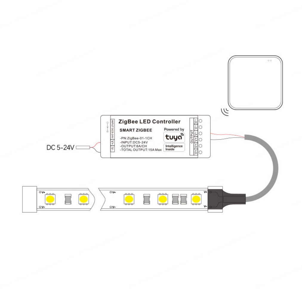 Tuya Smart Zigbee DC5-24V 1 Channel Single Color Dimmer Controller 180W 6A Alexa Google SmartLife App Control WiFi 20m Remote