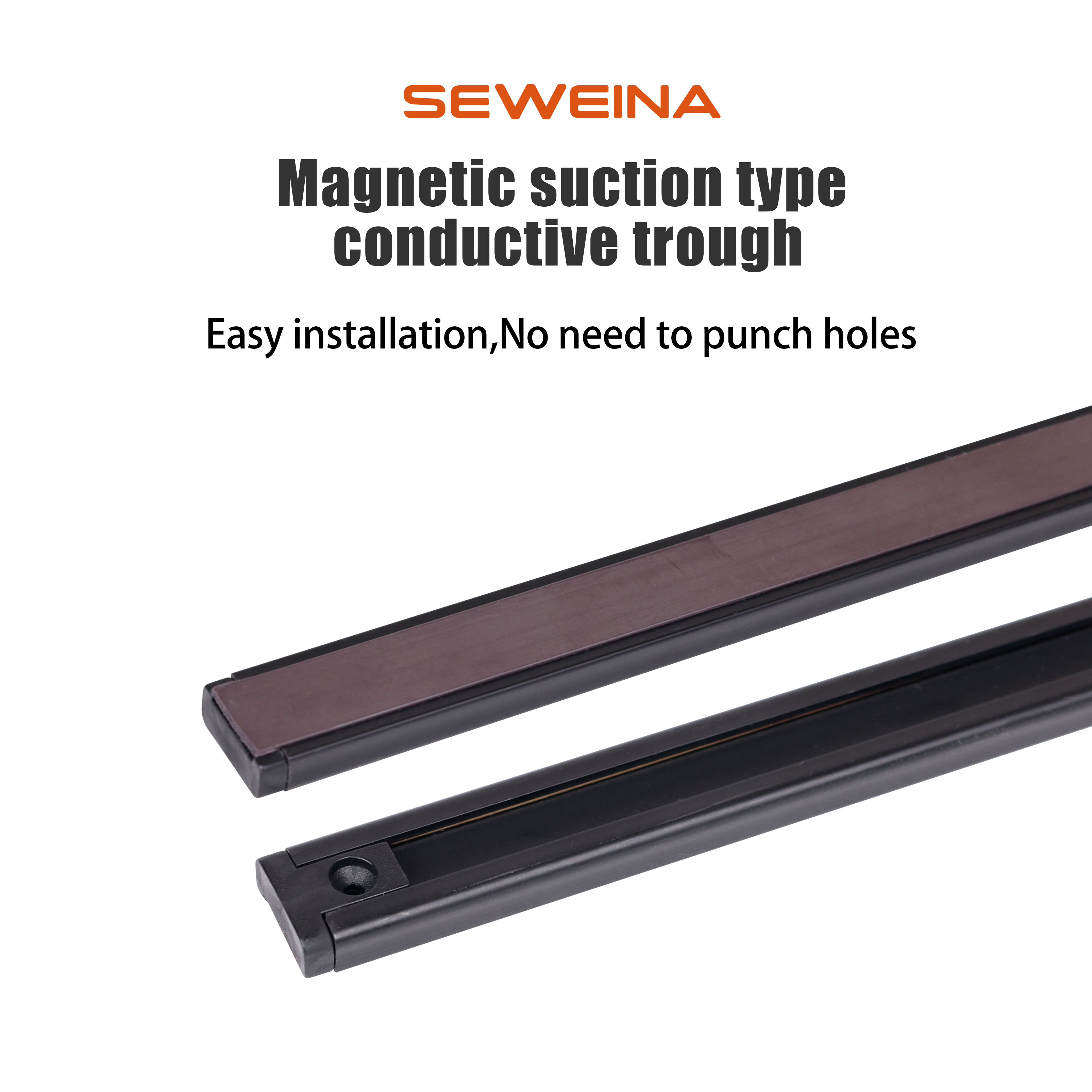 Easy Install Magnetic Conductive Slot Magnetic Suction Type Conductive Trough for Retail Shelf Display Cabinet Lighting System