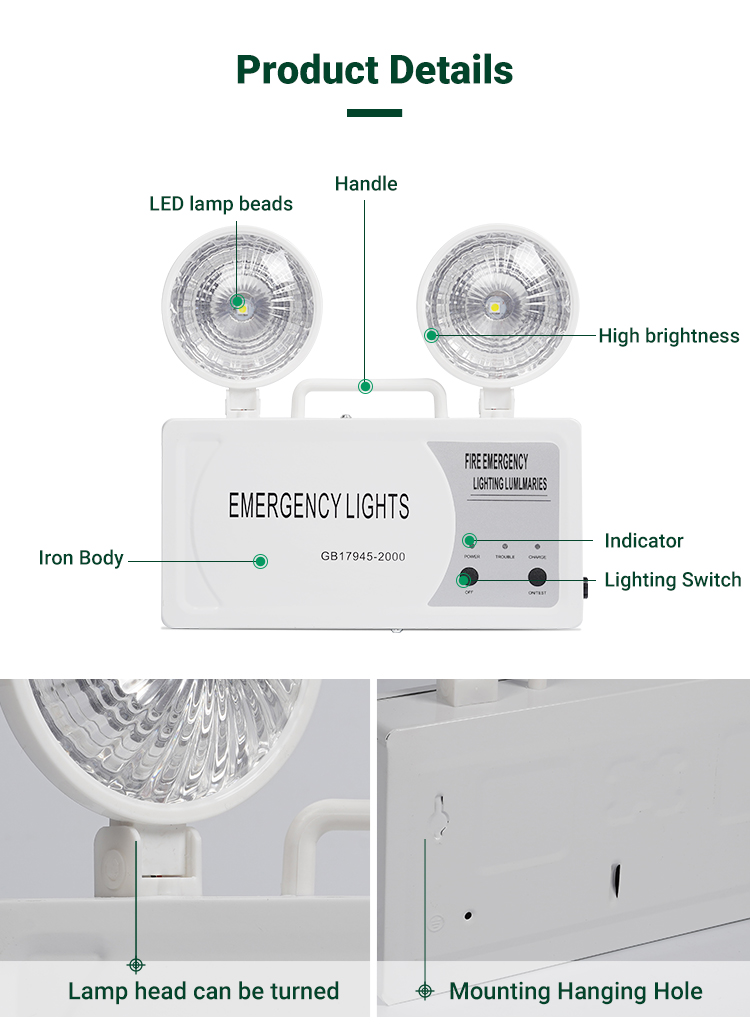 Emergency Exit Sign Lights Rechargeable Double Head Lighting Emergency Integrated Led Emergency Exit Sign Light