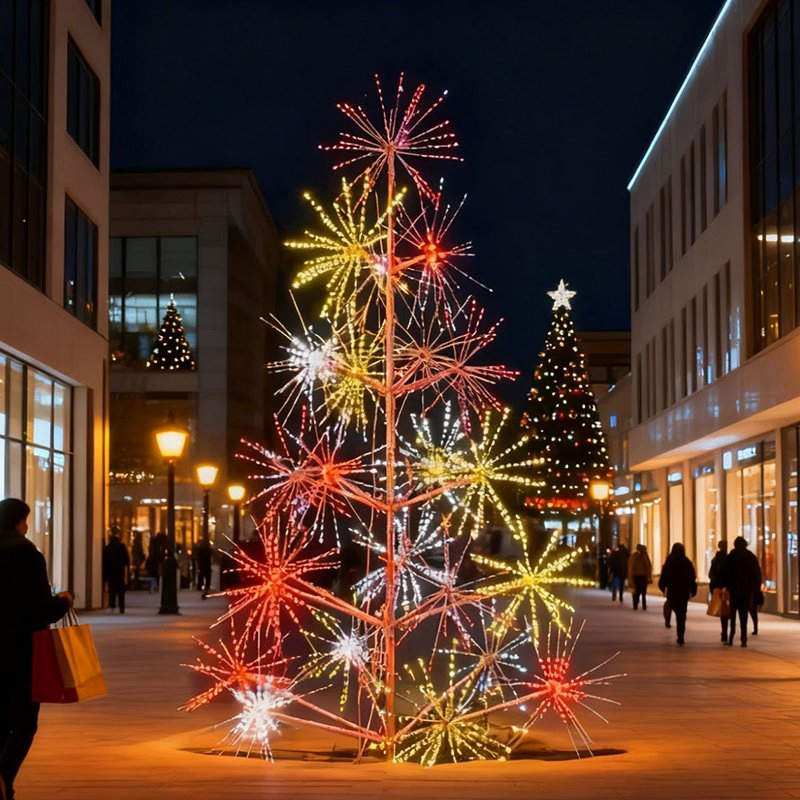 Outdoor LED Christmas Decoration 12V RGB Fireworks Tree Motif Landscape Lighting for Street