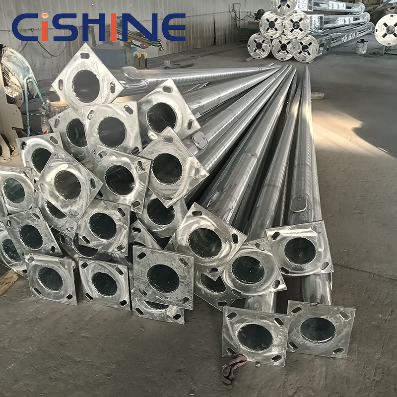 4m 5m 6m 7m 8m 9m Outdoor Customized Garden Steel Hot Dip Galvanized Octagonal Conical Lamp Solar Street Light Poles Post Price