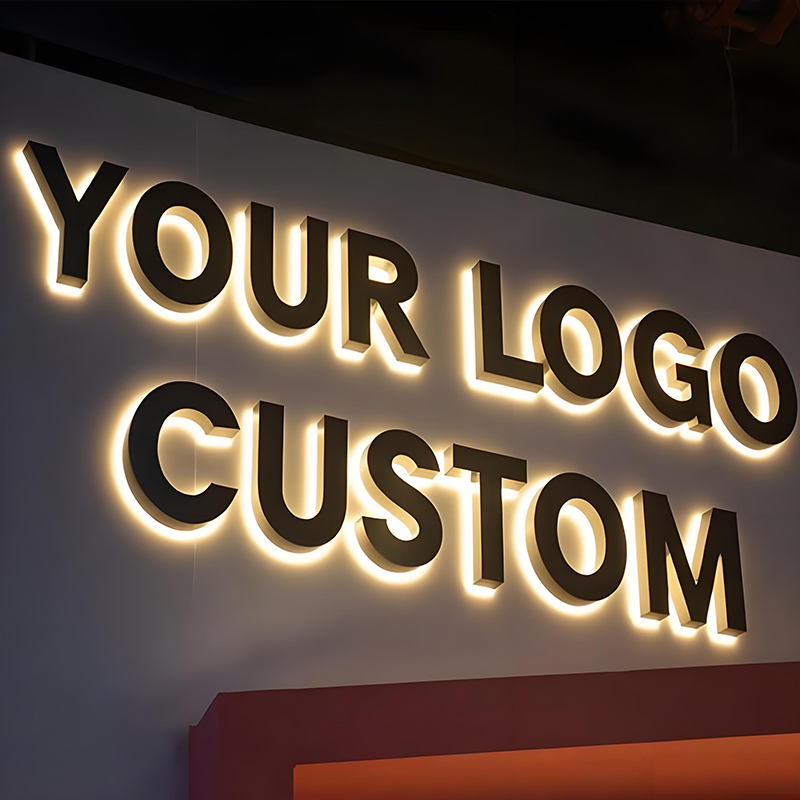 Custom Stainless Steel Business Led Sign Logo Metal Backlit Signs Led Illuminated Light Sign Shop Store Front Sign With Lights